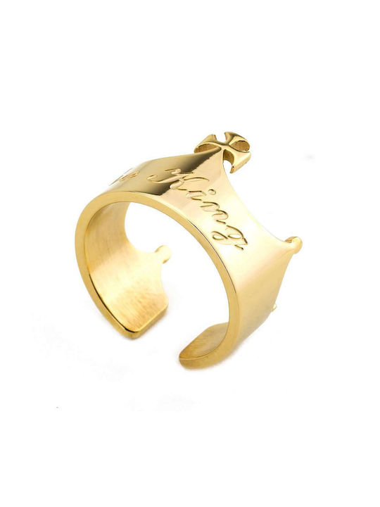 Goldsmith Goldsmith King Crown Stainless Ανδρικό Δαχτυλίδι από Ατσάλι Επιχρυσωμένο