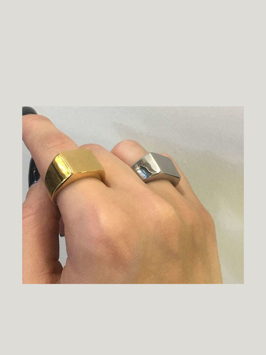 Goldsmith Goldsmith S Signet Stainless Ring made of Steel Gold Plated