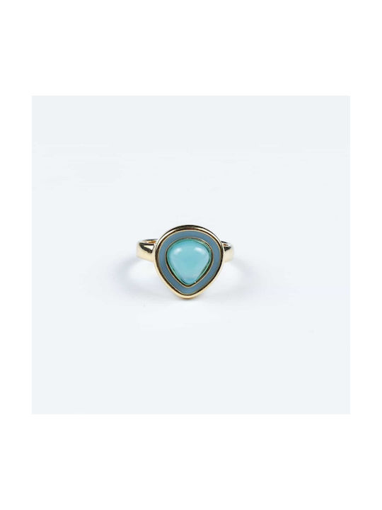 Cuoro Women's Gold Ring with Stone & Enamel