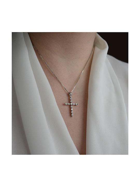 Women's White Gold Cross 14K with Chain