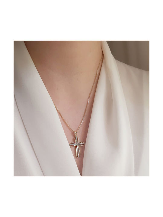 Damen Gold Kreuz 14K mit Kette