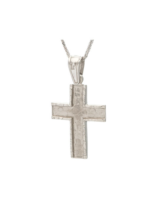 Men's White Gold Cross 14K