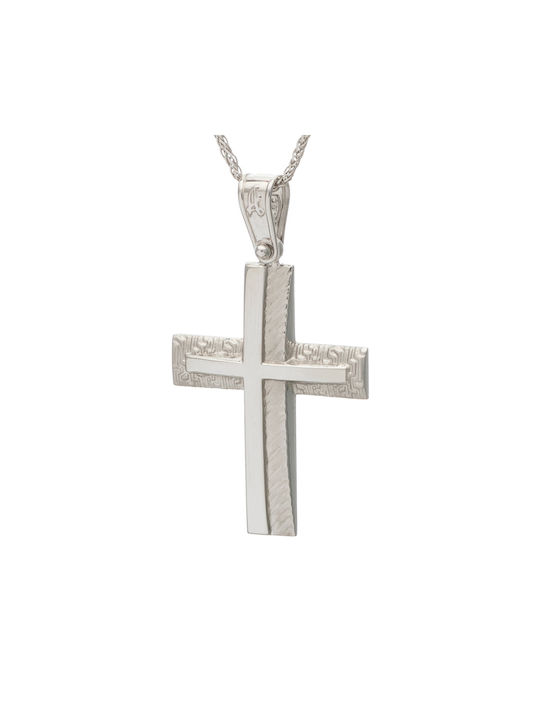 Men's White Gold Cross 14K