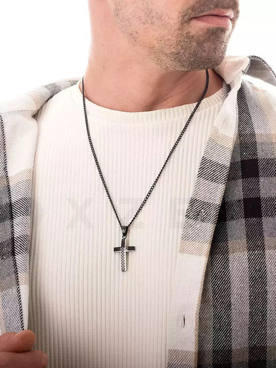 Men's Cross from Steel with Chain