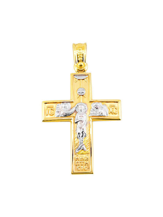 Damen Gold Kreuz 14K Beidseitig mit Kette