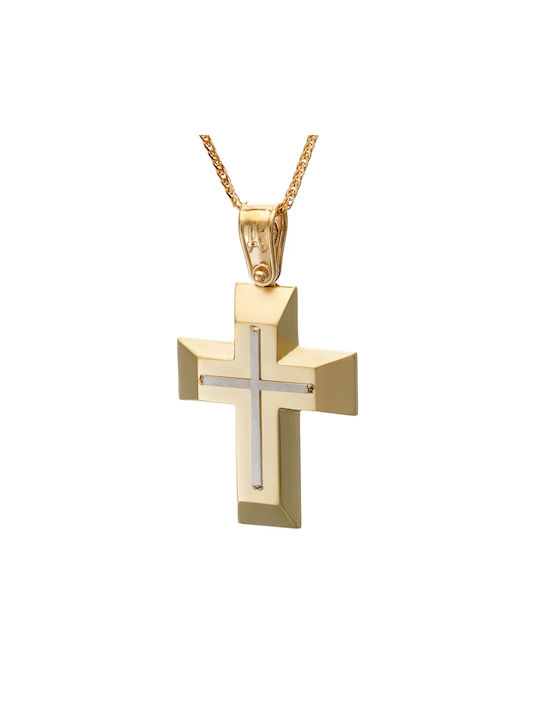 Men's White Gold Cross 14K