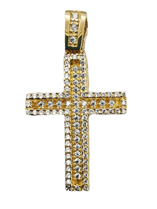 Kosmima1 Damen Gold Kreuz 14K Beidseitig