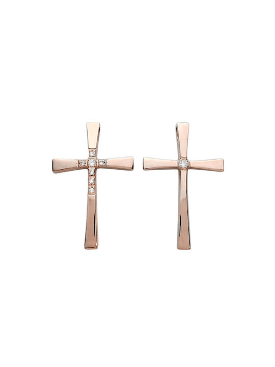 Daskalakis Women's Rose Gold Cross 14K Double Sided