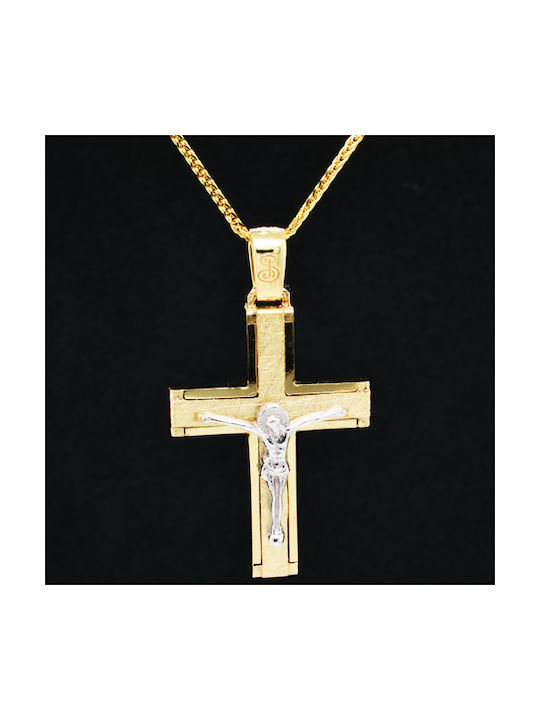 Men's Gold Cross 14K with the Crucified with Chain