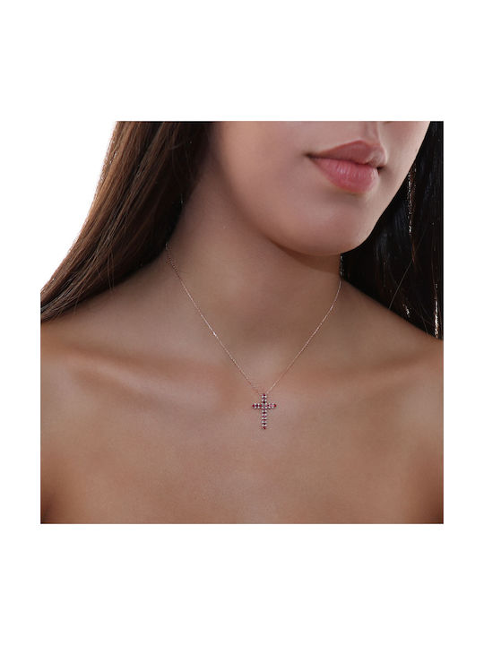 Roségold Kreuz 18K mit Kette