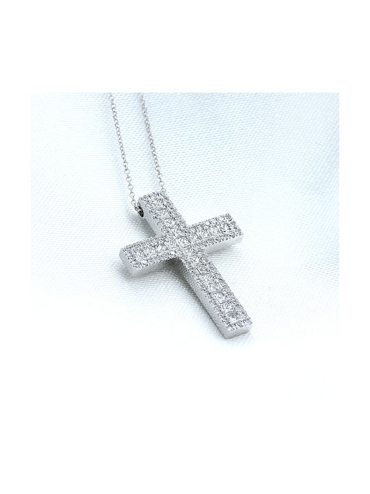 Weißgold Kreuz 18K mit Kette