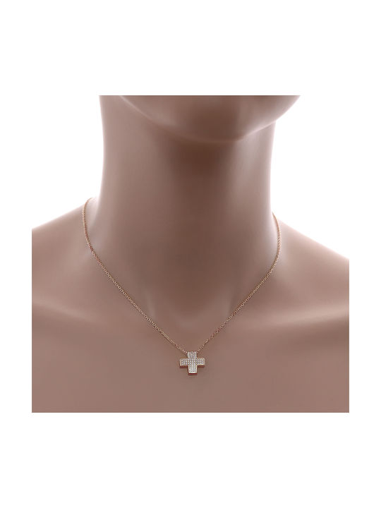 Damen Kreuz aus Rosé Vergoldetem Silber mit Kette