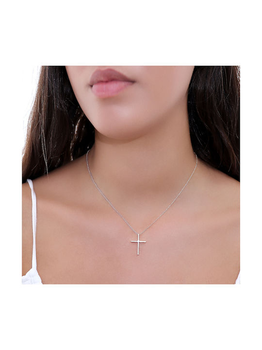 Weißgold Kreuz 14K mit Kette