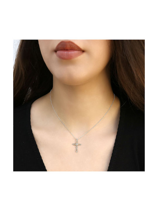 Damen Weißgold Kreuz 14K