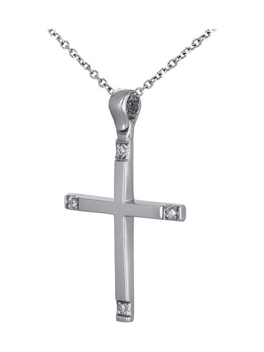 Women's White Gold Cross 18K