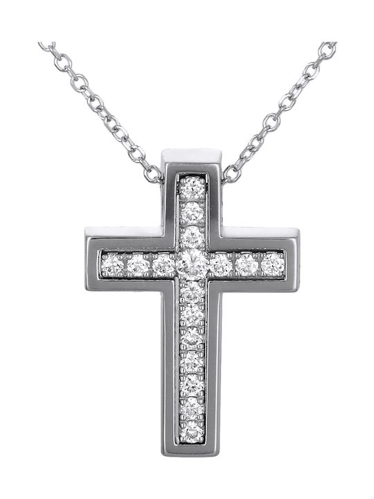 Damen Weißgold Kreuz 14K mit Kette