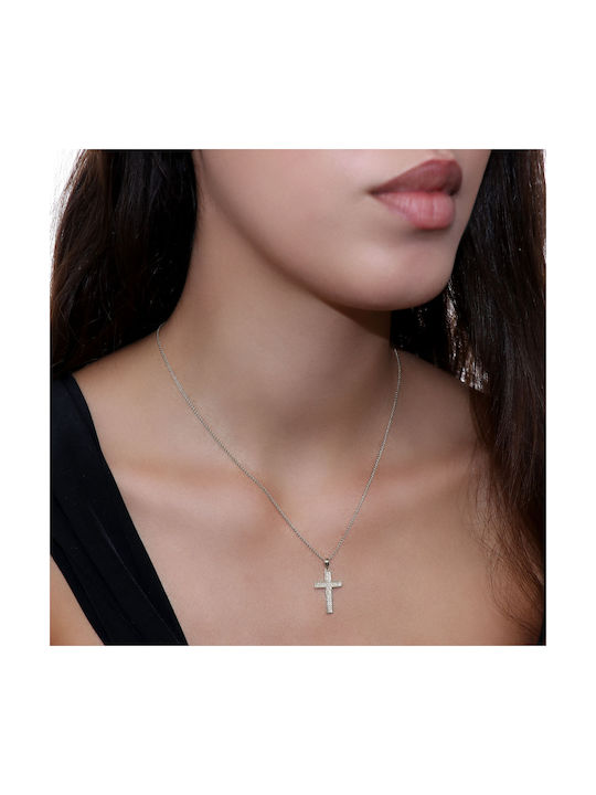 White Gold Cross 18K