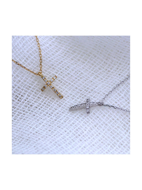 White Gold Cross 18K with Chain