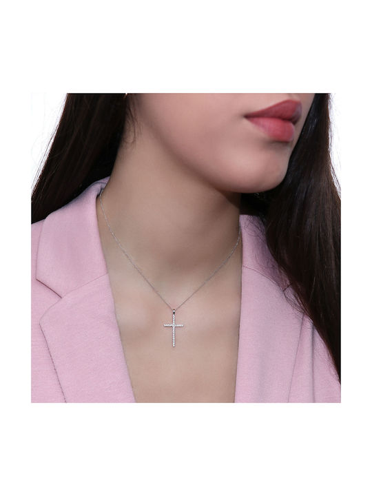 Weißgold Kreuz 18K mit Kette