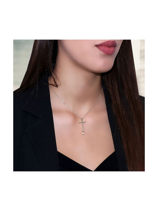 White Gold Cross 14K with Chain