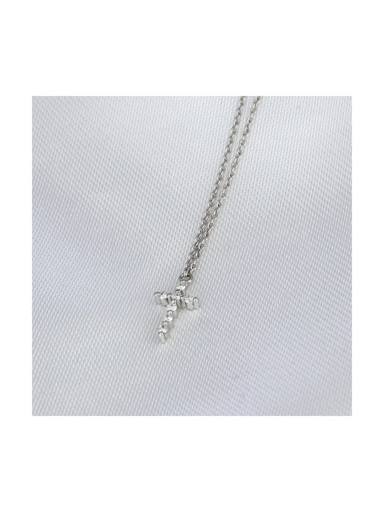 White Gold Cross 18K with Chain