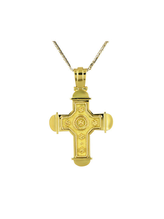 Men's Gold Cross 18K Double Sided