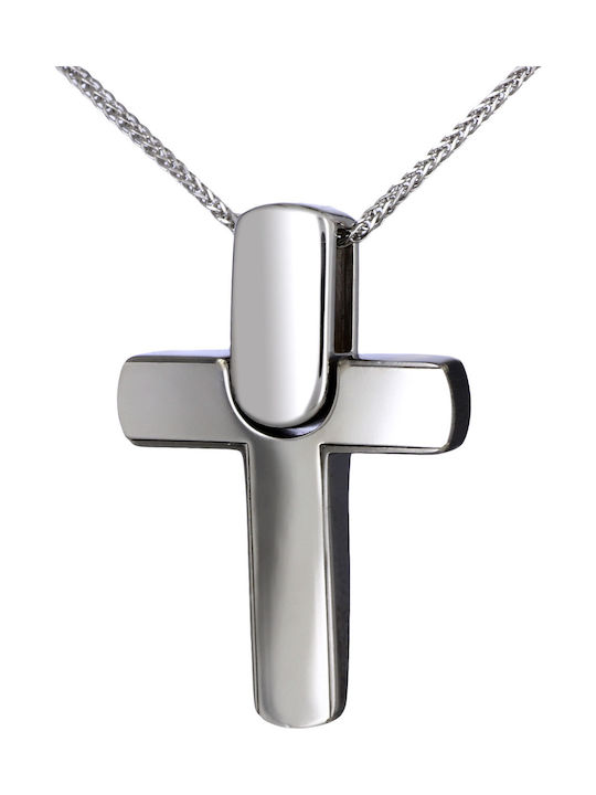 Men's White Gold Cross 14K Double Sided