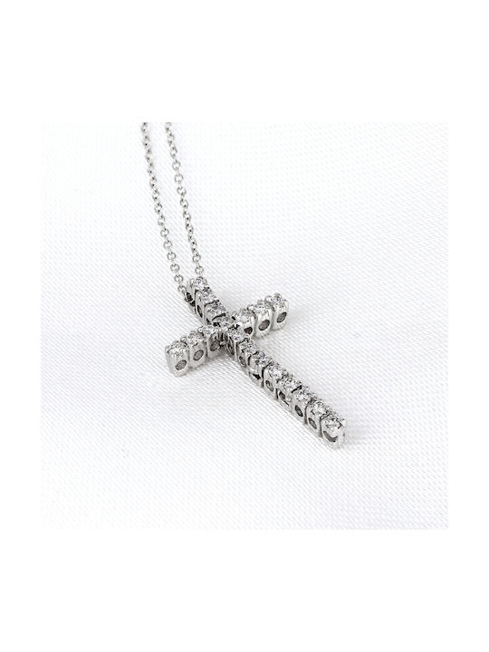 White Gold Cross 18K with Chain