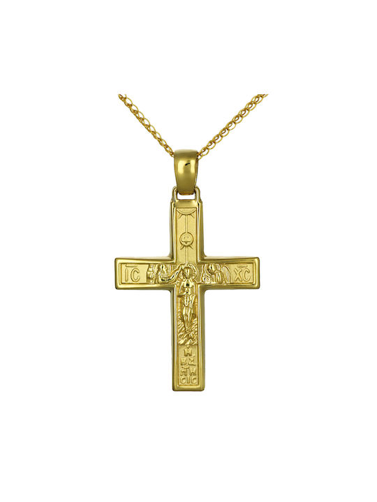 Men's Gold Cross 14K Double Sided