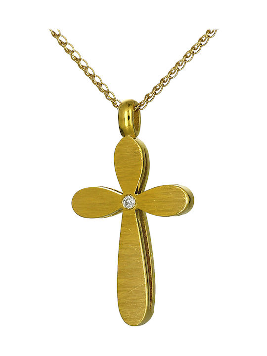 Damen Gold Kreuz 14K Beidseitig