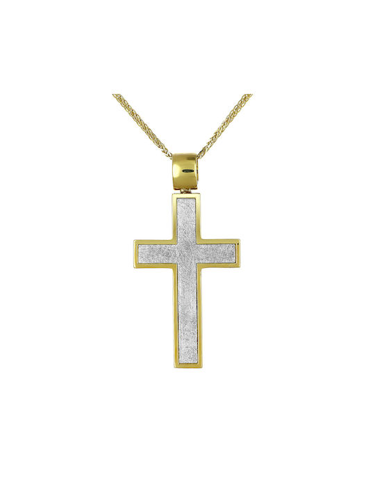 Men's Gold Cross 14K Double Sided