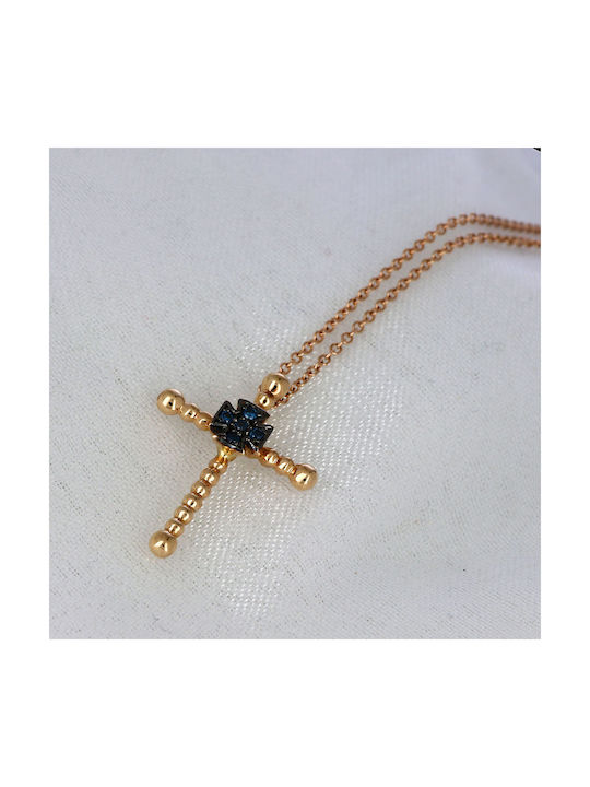 Damen Roségold Kreuz 18K mit Kette