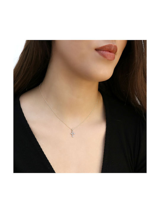 Weißgold Kreuz 14K mit Kette