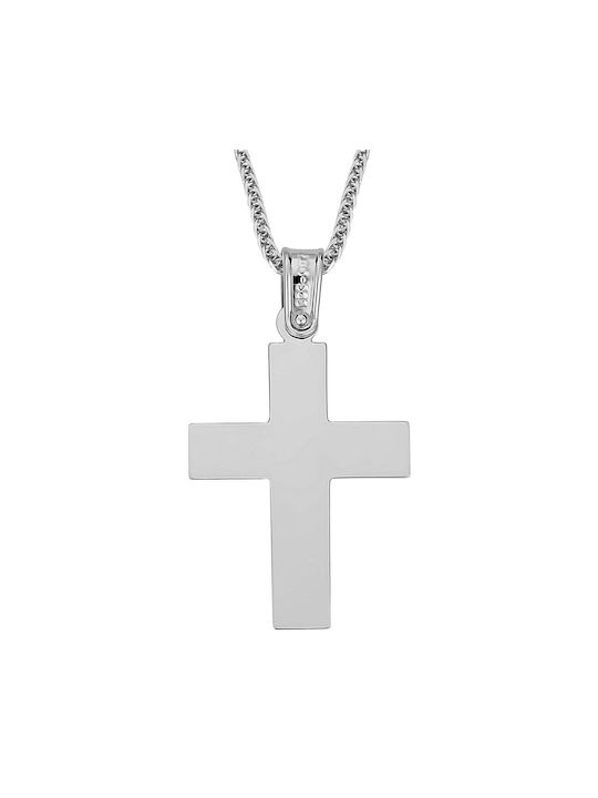 Men's White Gold Cross 14K with the Crucified with Chain