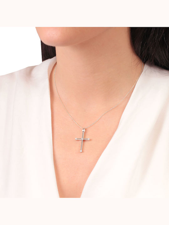 Abadianakis Cruce din Aur Alb 14K