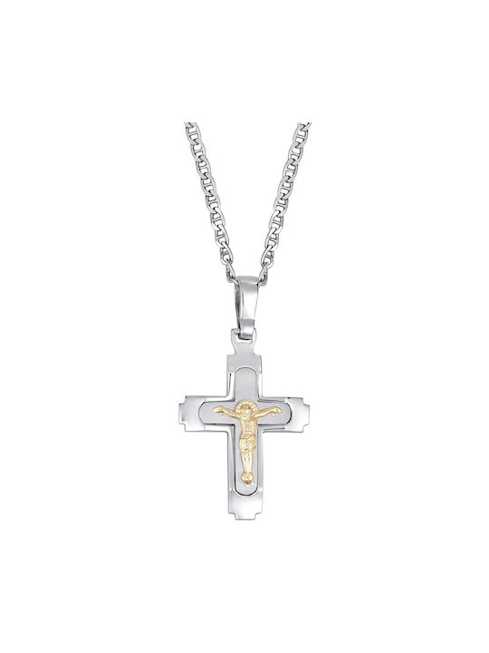 Herren Kreuz mit dem Gekreuzigten aus Silber mit Kette