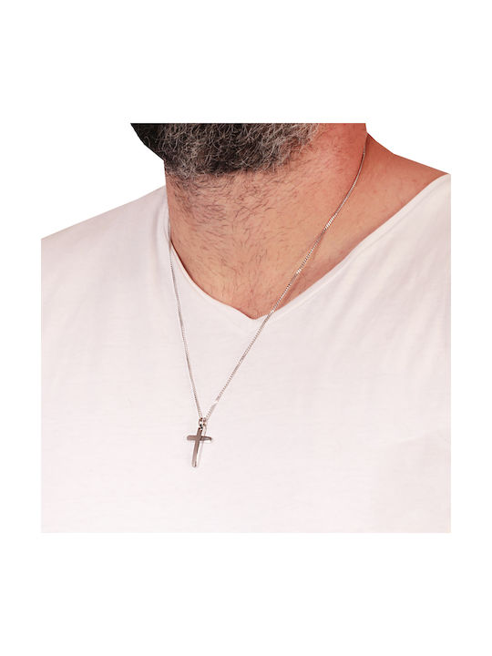 Men's White Gold Cross 18K