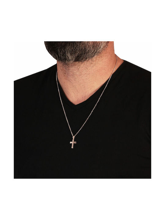 Men's White Gold Cross 14K