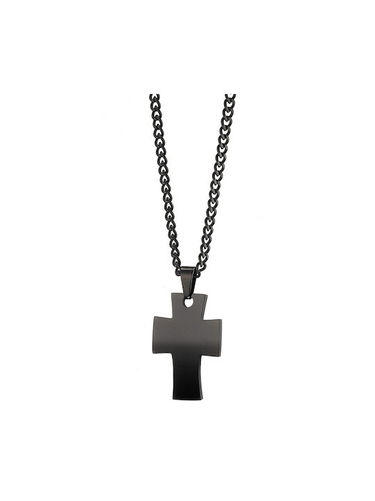 Black Men's Cross from Steel with Chain