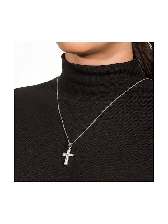 Men's White Gold Cross 14K