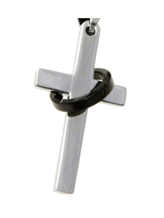 Black Cross from Steel with Cord