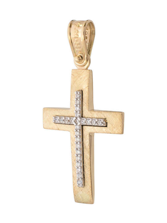 Damen Gold Kreuz 14K mit Kette