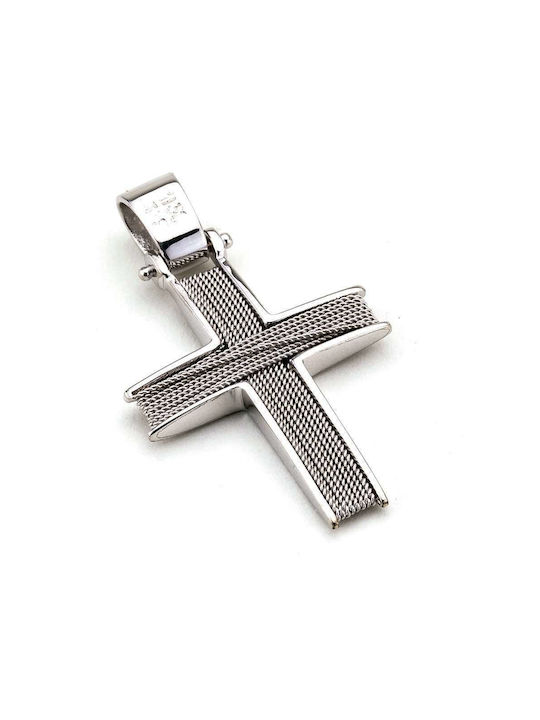 Men's White Gold Cross 14K Double Sided Goldsmith