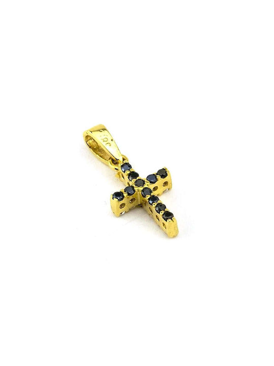 Gold Kreuz 14K Beidseitig mit Kette