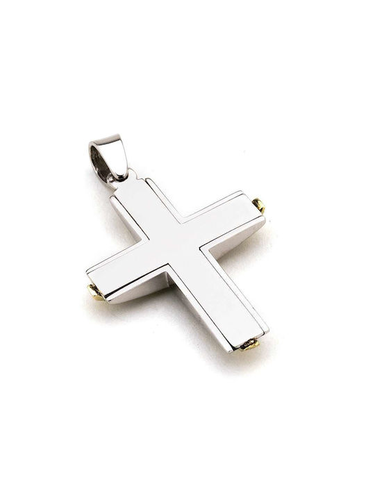 Men's White Gold Cross 14K Double Sided