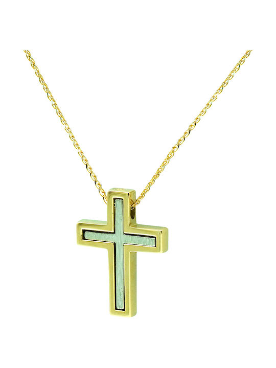 Herren Gold Kreuz 14K mit Kette