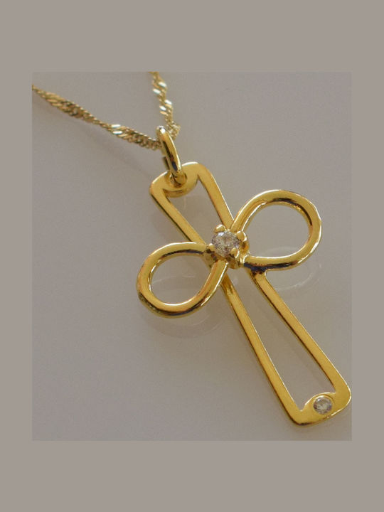 Bizoutaki Kreuz aus Vergoldetem Silber mit Kette