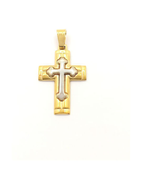 PS Silver Gold Kreuz 14K