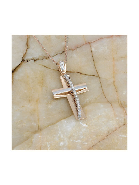 Ioannou24 Damen Gold Kreuz 14K mit Kette