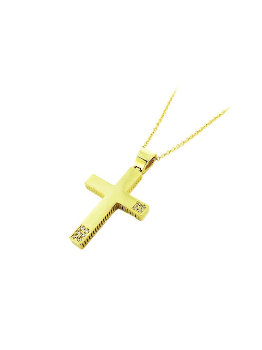 Art d or Damen Roségold Kreuz 14K mit Kette